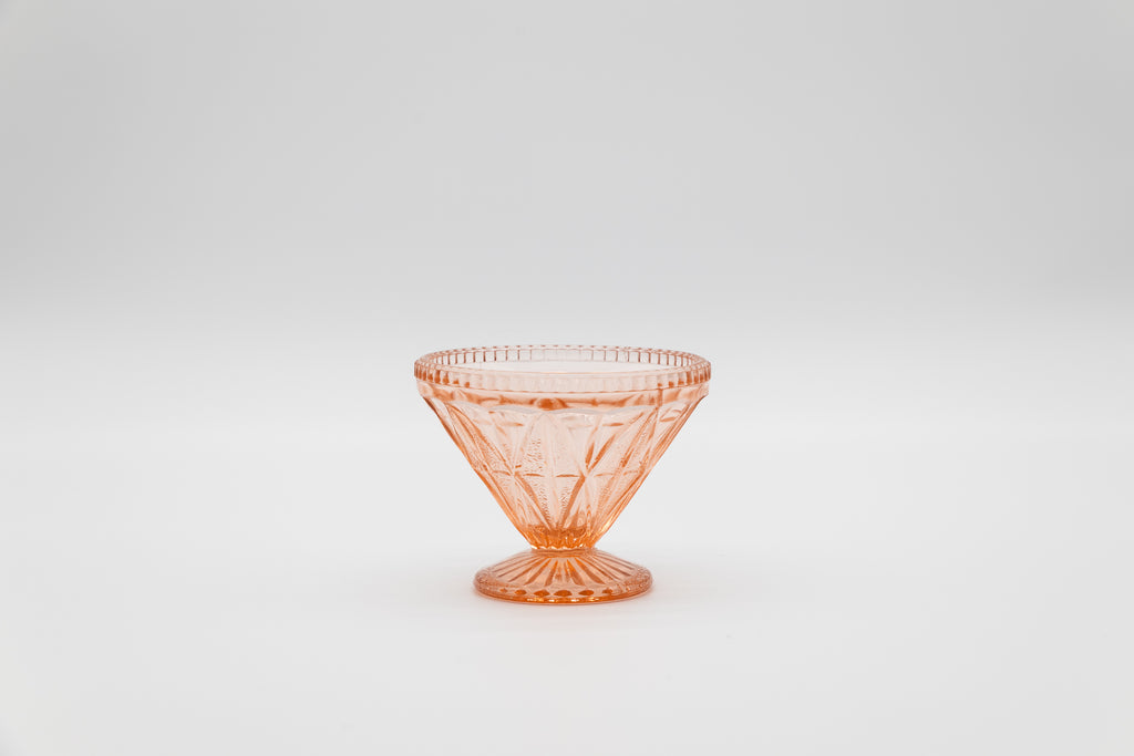 Vintage Pink Pressed Glass Ice Cream Dishes