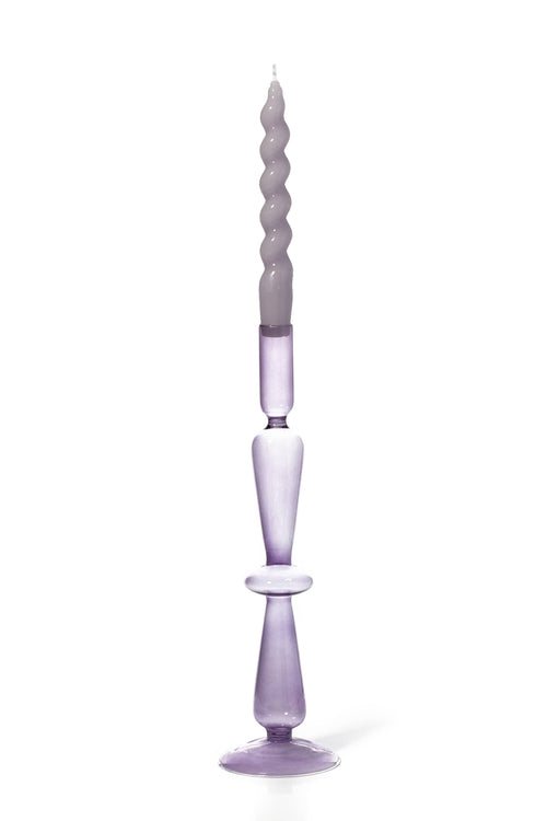 Maegen Taper Holder - Coloured Glass - Lilac